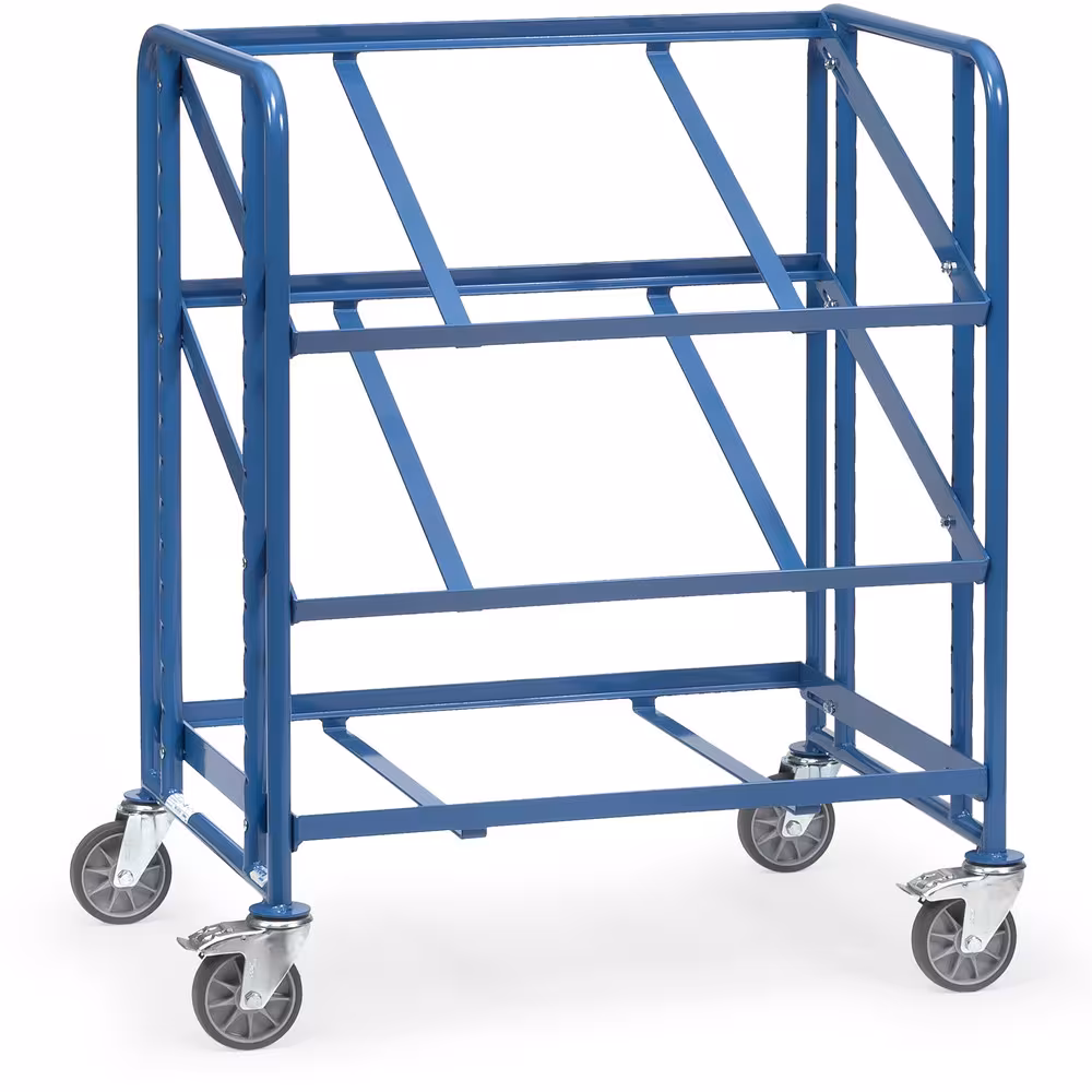 Eurokastenwagen 2390 pulverbeschichtet RAL 5007, Schraubkonstruktion, Etagenrahmen variabel einschraubbar aus der Kategorie Etagenwagen mit der Artikelnummer 2390