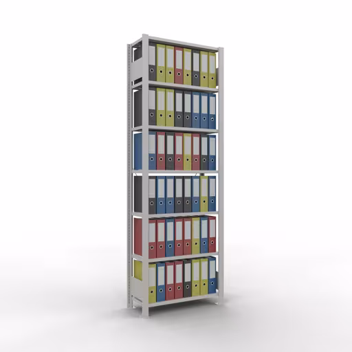 Abbildung Nr 13 des Artikels Grundregal, Büro-Fachbodenregal Stecksystem MULTIplus85, 2300 x 750 x 300 mm (HxBxT), 7 Fachböden, Kreuzstrebe, ohne Anschlagleiste, lichtgrau aus der Produktgruppe Büroregale von der Marke Schulte Lagertechnik