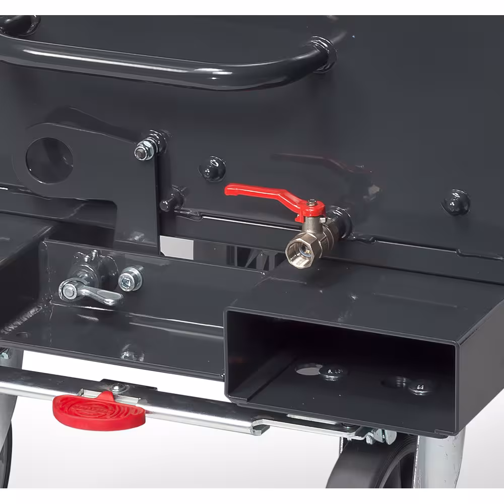 Produktgruppe Muldenkipper 7016 mit Ablasshahn, kippbar gelagerter Mulde aus 2 mm starkem Stahlblech, Rand oben zweimal umgekantet Muldenkipper 4702A-7016 mit ABLASSHAHN Inhalt 450 Liter von der Marke Fetra aus der Kategorie Transportsysteme