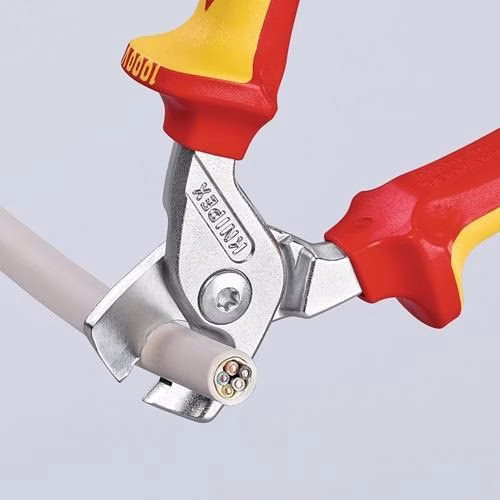 Kabelschere Länge 160 mm Kopf verchromt VDE Mehrkomponenten-Hüllen Form 1 KNIPEX