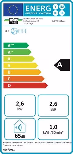Detailbild 4028508 Klimagerät MKT 255 ECO 2,6 kW 2,5 l/h weiß 80 m³ REMKO