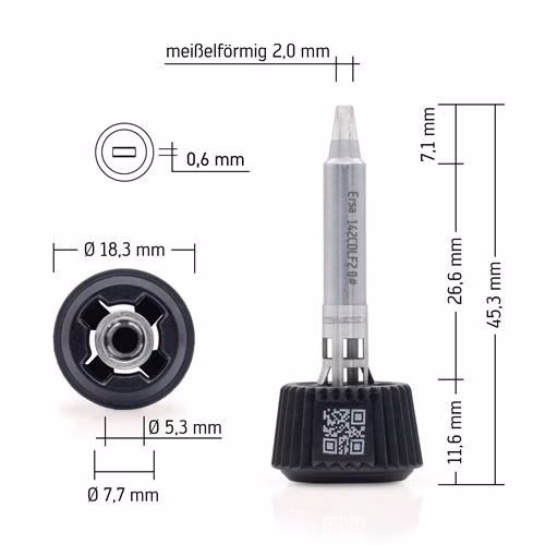 Punta per saldatura a scalpello, larghezza 2,0 mm, 0142CDLF20/SB ERSA, del marchio Ersa Punta per saldatore ERSA della categoria punte per saldatore, paste saldanti e accessori per saldatura con codice articolo 4000872583