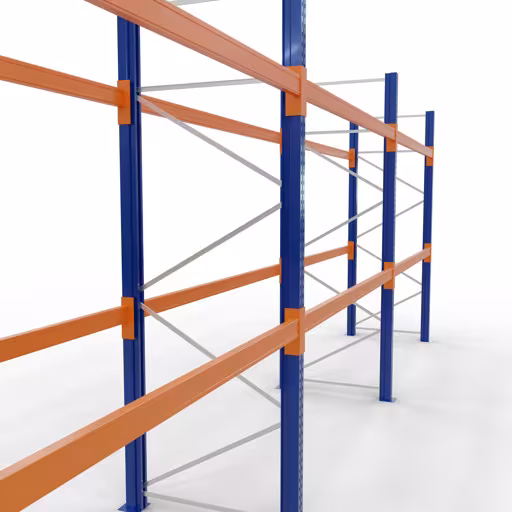 Produktbild Nr 17 des Artikels Palettenregal 3 Felder á 2700 mm - 4000x1100mm, HxT,18 Holme (2400kg) blau/verzinkt/RAL 2004, 4 Ebenen, max. Palettengewicht 860 kg, Feldlast 10.25... Abbildung Nr 17 des Artikels Palettenregal 3 Felder á 2700 mm - 4000x1100mm, HxT,18 Holme (2400kg) blau/verzinkt/RAL 2004, 4 Ebenen, max. Palettengewicht 860 kg, Feldlast 10.25... aus der Produktgruppe Palettenregale von der Marke Schulte Lagertechnik