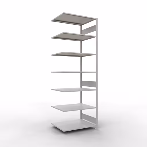 Produktbild Nr.12 des Artikels Anbauregal, Fachbodenregal Stecksystem MULTIplus150, 3000 x 1000 x 800 mm (HxBxT), 7 Fachböden, Längenriegel, RAL 7035 lichtgrau aus der Produktreihe Stecksystem von der Marke Schulte Lagertechnik