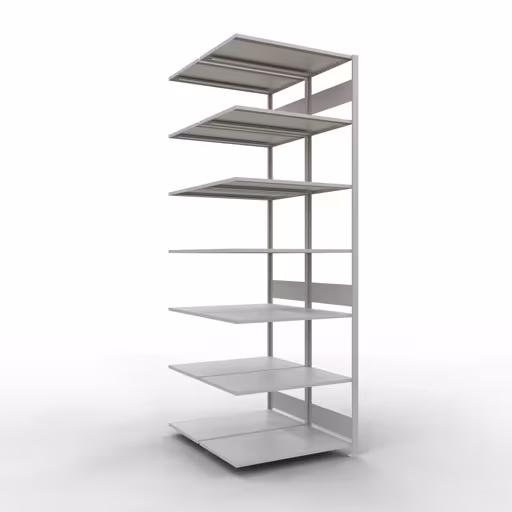 Anbauregal, Doppelregal, Fachbodenregal Stecksystem MULTIplus150, 3000 x 1000 x (2x600) mm (HxBxT), 2x7 Fachböden, Längenriegel, RAL 7035 lichtgrau von Schulte Lagertechnik mit der Artikelnr. 33167