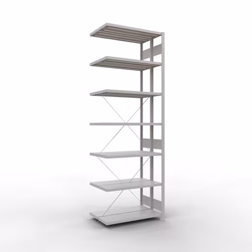 Anbauregal, Doppelregal, Fachbodenregal Stecksystem MULTIplus250, 3000 x 1000 x (2x300) mm (HxBxT), 2x7 Fachböden, Kreuzstrebe, RAL 7035 lichtgrau von der Marke Schulte Lagertechnik Anbauregal, Doppelregal, Fachbodenregal Stecksystem MULTIplus250, 3000 x 1000 x (2x300) mm (HxBxT), 2x7 Fachböden, Kreuzstrebe, RAL 7035 lichtgrau aus der Kategorie Doppelregale mit der Artikelnummer 32137-A