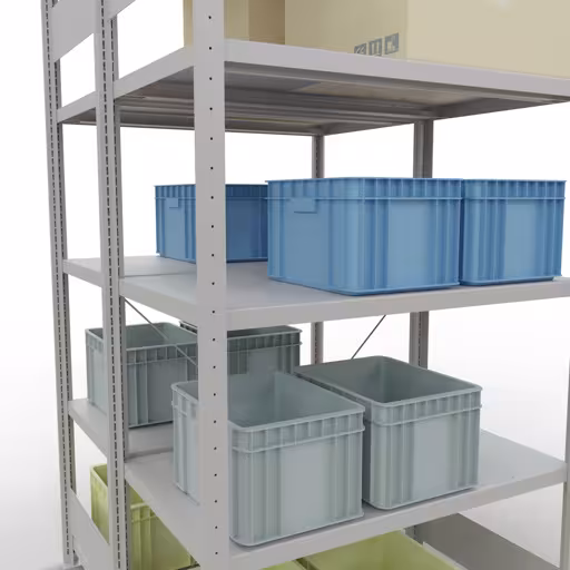 Grundregal, Doppelregal, Fachbodenregal Stecksystem MULTIplus250, 2000 x 1000 x (2x600) mm (HxBxT), 2x5 Fachböden, Kreuzstrebe, RAL 7035 lichtgrau mit der Artikelnr. 32160-G Grundregal, Doppelregal, Fachbodenregal Stecksystem MULTIplus250, 2000 x 1000 x (2x600) mm (HxBxT), 2x5 Fachböden, Kreuzstrebe, RAL 7035 lichtgrau von Schulte Lagertechnik aus der Kategorie Fachbodenregale