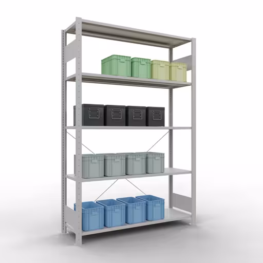 Stecksystem Grundregal 2000x1300x400 mm, Typ 150 kg, lichtgrau mit der Artikelnr. 32640-130 Stecksystem Grundregal 2000x1300x400 mm, Typ 150 kg, lichtgrau von Schulte Lagertechnik aus der Kategorie Stecksystem