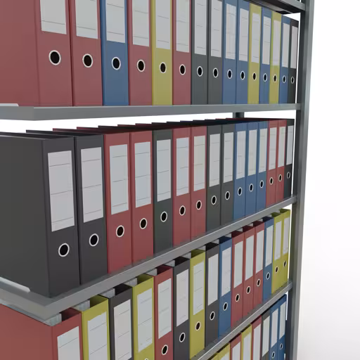 Zusatzbild des Artikels Anbauregal, Büro-Fachbodenregal Stecksystem MULTIplus85, 2000 x 1300 x 300 mm (HxBxT), 6 Fachböden, Kreuzstrebe, verzinkt, ohne Anschlagleiste aus Stecksystem