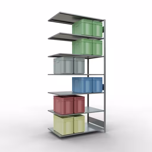 Zusatzbild des Artikels Anbauregal, Fachbodenregal Stecksystem MULTIplus150, 3000 x 1300 x 800 mm (HxBxT), 7 Fachböden, Längenriegel, verzinkt Zusatzbild des Artikels Anbauregal, Fachbodenregal Stecksystem MULTIplus150, 3000 x 1300 x 800 mm (HxBxT), 7 Fachböden, Längenriegel, verzinkt aus Anbauregal