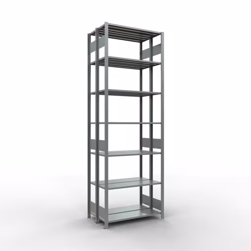 Abbildung Nr 12 des Artikels Grundregal, Doppelregal, Fachbodenregal Stecksystem MULTIplus150, 3000 x 1000 x (2x300) mm (HxBxT), 2x7 Fachböden, Längenriegel, verzinkt aus der Produktgruppe Fachbodenregale von der Marke Schulte Lagertechnik