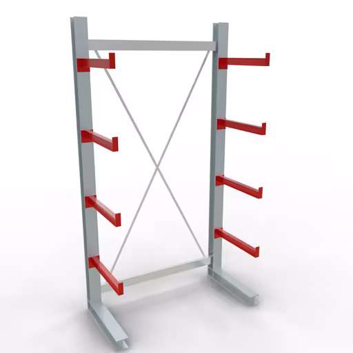 Abbildung Nr 7 des Artikels K 3000 Komplettregal, einseitig, 2500 x 1300 x 600 mm, RAL 7001 / RAL 3000, 5 Lagerebenen aus der Produktgruppe Kragarmregale von der Marke Schulte Lagertechnik