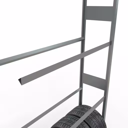 Zusatzbild des Artikels Anbauregal, Räder-/Reifenregal, 4500 x 1300 x 400 mm, verzinkt, 6 Lagerebenen á 150 kg Fachlast pro Ebene aus Autoteilelagerung