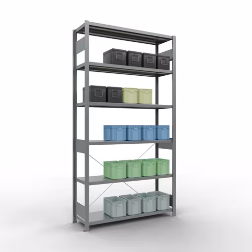 Produktbild Nr 14 des Artikels Stecksystem Grundregal 2500x1300x400 mm, Typ 250 kg, verzinkt Abbildung Nr 14 des Artikels Stecksystem Grundregal 2500x1300x400 mm, Typ 250 kg, verzinkt aus der Produktgruppe Stecksystem von der Marke Schulte Lagertechnik