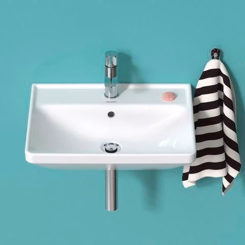 Detailbild 4040056 Waschtisch D-Neo 600x440mm weiß 1 Hahnloch, mit Überlauf DURAVIT