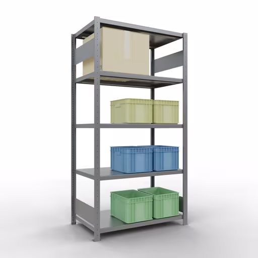 Abbildung Nr 9 des Artikels Grundregal, Fachbodenregal Stecksystem MULTIplus250, 2000 x 1000 x 600 mm (HxBxT), 5 Fachböden, Längenriegel, verzinkt aus der Produktgruppe Stecksystem von der Marke Schulte Lagertechnik