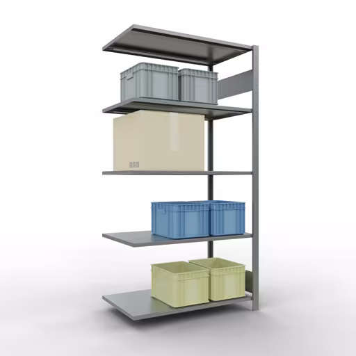 Produktbild Nr 14 des Artikels Anbauregal, Fachbodenregal Stecksystem MULTIplus85, 2000 x 1000 x 600 mm (HxBxT), 5 Fachböden, Längenriegel, verzinkt Abbildung Nr 14 des Artikels Anbauregal, Fachbodenregal Stecksystem MULTIplus85, 2000 x 1000 x 600 mm (HxBxT), 5 Fachböden, Längenriegel, verzinkt aus der Produktgruppe Stecksystem von der Marke Schulte Lagertechnik