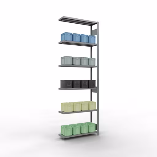 Anbauregal, Fachbodenregal Stecksystem MULTIplus250, 3000 x 1000 x 300 mm (HxBxT), 7 Fachböden, Längenriegel, verzinkt von Schulte Lagertechnik mit der Artikelnr. 12937-LR