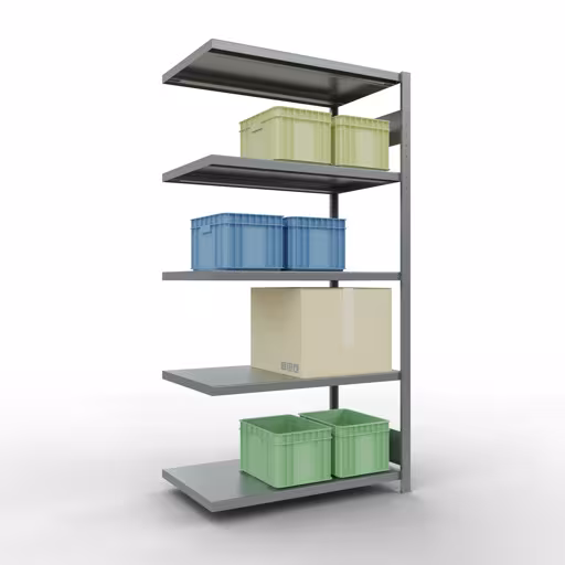 Produktbild Nr 14 des Artikels Anbauregal, Fachbodenregal Stecksystem MULTIplus330, 2000 x 1000 x 600 mm (HxBxT), 5 Fachböden, Längenriegel, verzinkt Abbildung Nr 14 des Artikels Anbauregal, Fachbodenregal Stecksystem MULTIplus330, 2000 x 1000 x 600 mm (HxBxT), 5 Fachböden, Längenriegel, verzinkt aus der Produktgruppe Stecksystem von der Marke Schulte Lagertechnik