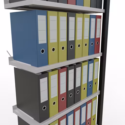Abbildung Nr 11 des Artikels Anbauregal, Büro-Fachbodenregal Stecksystem MULTIplus85, 2300 x 750 x 300 mm (HxBxT), 7 Fachböden, Kreuzstrebe, mit Anschlagleiste, schwarz/lichtgrau aus der Produktgruppe Büroregale von der Marke Schulte Lagertechnik