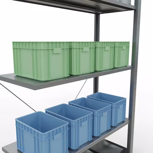 Anbauregal, Eckregal (Feld C) 2000 x 1000 x 400, 5 Fachböden, Kreuzstrebe, verzinkt mit der Artikelnr. 12745-ECK Anbauregal, Eckregal (Feld C) 2000 x 1000 x 400, 5 Fachböden, Kreuzstrebe, verzinkt von Schulte Lagertechnik aus der Kategorie Fachbodenregale