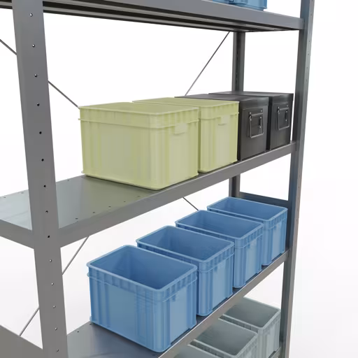 Produktbild Nr 13 des Artikels Stecksystem Grundregal 3000x1300x300 mm, Typ 250 kg, verzinkt Abbildung Nr 13 des Artikels Stecksystem Grundregal 3000x1300x300 mm, Typ 250 kg, verzinkt aus der Produktgruppe Stecksystem von der Marke Schulte Lagertechnik