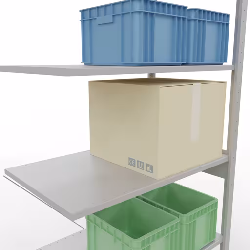 Produktbild Nr 13 des Artikels Anbauregal, Fachbodenregal Stecksystem MULTIplus150, 2500 x 1000 x 600 mm (HxBxT), 6 Fachböden, Kreuzstrebe, RAL 7035 lichtgrau Abbildung Nr 13 des Artikels Anbauregal, Fachbodenregal Stecksystem MULTIplus150, 2500 x 1000 x 600 mm (HxBxT), 6 Fachböden, Kreuzstrebe, RAL 7035 lichtgrau aus der Produktgruppe Stecksystem von der Marke Schulte Lagertechnik