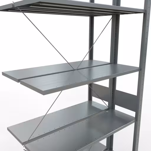 Produktbild Nr 12 des Artikels Anbauregal, Doppelregal, Fachbodenregal Stecksystem MULTIplus150, 3000 x 1000 x (2x600) mm (HxBxT), 2x7 Fachböden, Kreuzstrebe, verzinkt Abbildung Nr 12 des Artikels Anbauregal, Doppelregal, Fachbodenregal Stecksystem MULTIplus150, 3000 x 1000 x (2x600) mm (HxBxT), 2x7 Fachböden, Kreuzstrebe, verzinkt aus der Produktgruppe Fachbodenregale von der Marke Schulte Lagertechnik