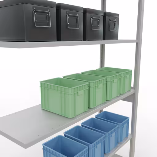 Anbauregal, Fachbodenregal Stecksystem MULTIplus150, 2500 x 1300 x 400 mm (HxBxT), 6 Fachböden, Längenriegel, RAL 7035 lichtgrau mit der Artikelnr. 32646-130-LR Anbauregal, Fachbodenregal Stecksystem MULTIplus150, 2500 x 1300 x 400 mm (HxBxT), 6 Fachböden, Längenriegel, RAL 7035 lichtgrau von Schulte Lagertechnik aus der Kategorie Stecksystem