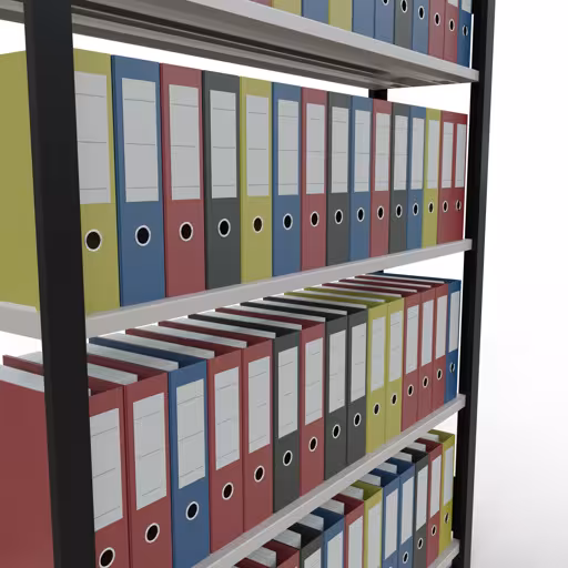 Abbildung Nr 14 des Artikels Grundregal, Büro-Fachbodenregal Stecksystem MULTIplus85, 1800 x 1300 x 300 mm (HxBxT), 5 Fachböden, Kreuzstrebe, mit Anschlagleiste, schwarz/lichtgrau aus der Produktgruppe Büroregale von der Marke Schulte Lagertechnik