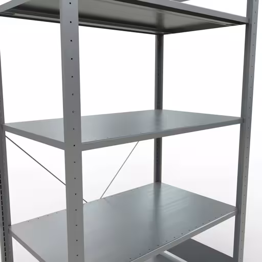 Grundregal, Fachbodenregal Stecksystem MULTIplus150, 2000 x 1000 x 600 mm (HxBxT), 5 Fachböden, Kreuzstrebe, verzinkt - Expressline mit der GTIN 4058255068630 Grundregal, Fachbodenregal Stecksystem MULTIplus150, 2000 x 1000 x 600 mm (HxBxT), 5 Fachböden, Kreuzstrebe, verzinkt - Expressline von Schulte Lagertechnik mit der Artikelnr. 12760-K