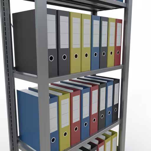 Zusatzbild des Artikels Grundregal, Büro-Fachbodenregal Stecksystem MULTIplus85, 1800 x 750 x 300 mm (HxBxT), 5 Fachböden, Kreuzstrebe, verzinkt, mit Anschlagleiste aus Stecksystem