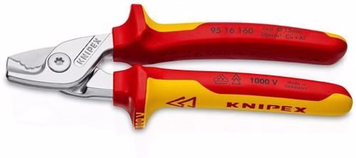 Kabelschere Länge 160 mm Kopf verchromt VDE Mehrkomponenten-Hüllen Form 1 KNIPEX von der Marke Knipex Kabelschere Länge 160 mm Kopf verchromt VDE Mehrkomponenten-Hüllen Form 1 KNIPEX aus der Kategorie Schere mit der Teilenummer 4000811219