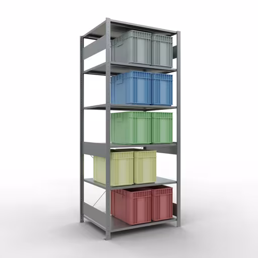 Produktbild Nr 12 des Artikels Grundregal, Fachbodenregal Stecksystem MULTIplus150, 2500 x 1000 x 800 mm (HxBxT), 6 Fachböden, Kreuzstrebe, verzinkt Abbildung Nr 12 des Artikels Grundregal, Fachbodenregal Stecksystem MULTIplus150, 2500 x 1000 x 800 mm (HxBxT), 6 Fachböden, Kreuzstrebe, verzinkt aus der Produktgruppe Stecksystem von der Marke Schulte Lagertechnik