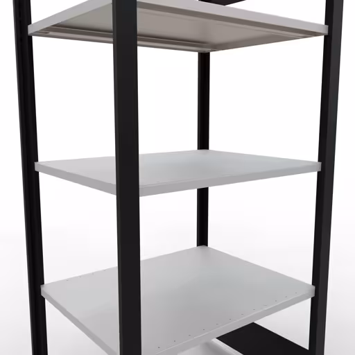 Grundregal, Büro-Fachbodenregal Stecksystem MULTIplus150, 1800 x 750 x 600 mm (HxBxT), 5 Fachböden, Längenriegel, ohne Mittelanschlag, schwarz/lichtgrau von Schulte Lagertechnik aus der Kategorie Büroregale