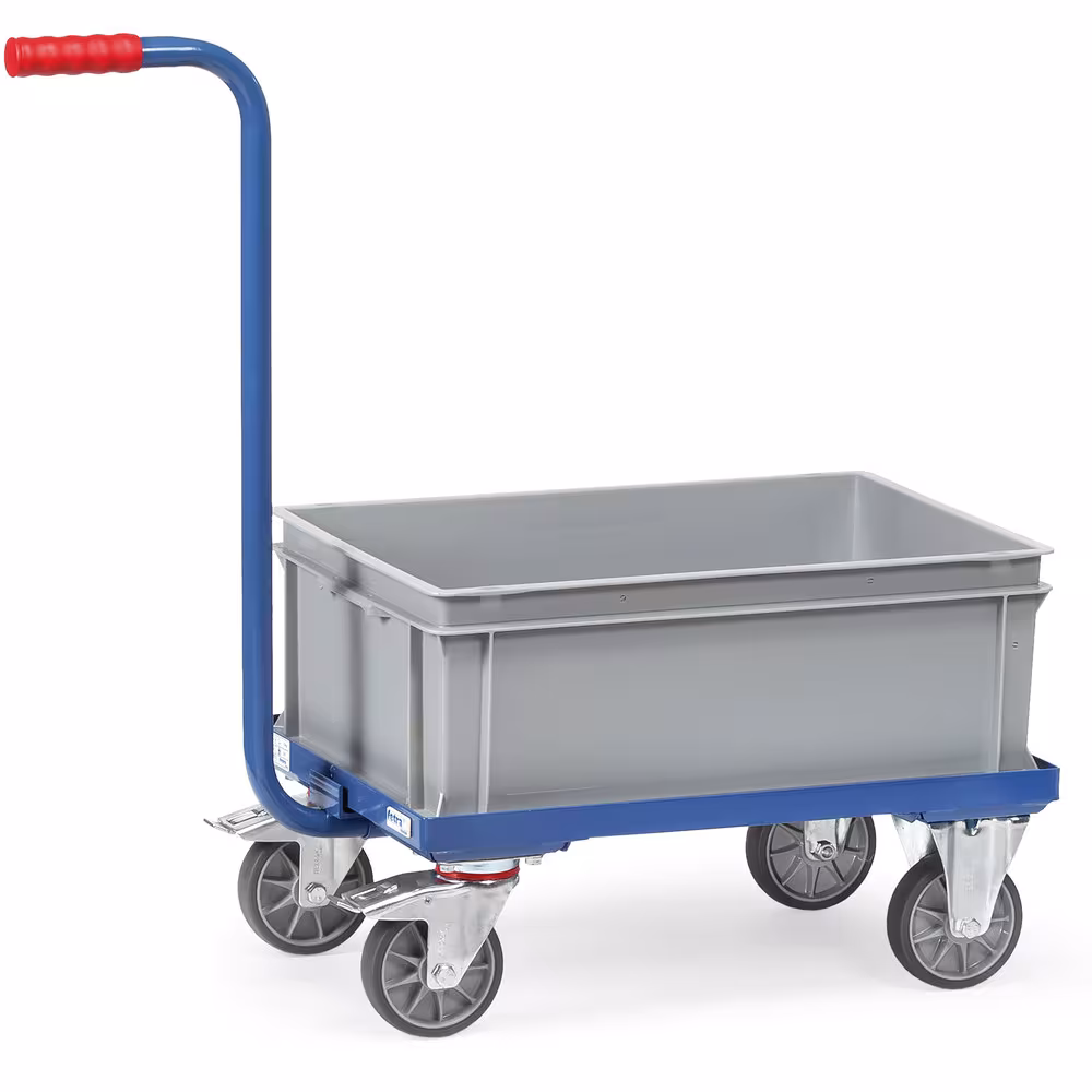 Griffroller 2167 - mit Kasten Deichsel aus Stahlrohr verschraubbar, pulverbeschichtet brillantblau RAL 5007 von der Marke Fetra aus der Produktreihe Transportsysteme