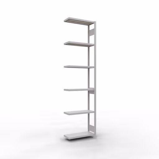 Anbauregal, Fachbodenregal Stecksystem MULTIplus250, 3000 x 750 x 300 mm (HxBxT), 7 Fachböden, Längenriegel, RAL 7035 lichtgrau aus der Kategorie Anbauregal mit der Artikelnummer 32837-75-LR