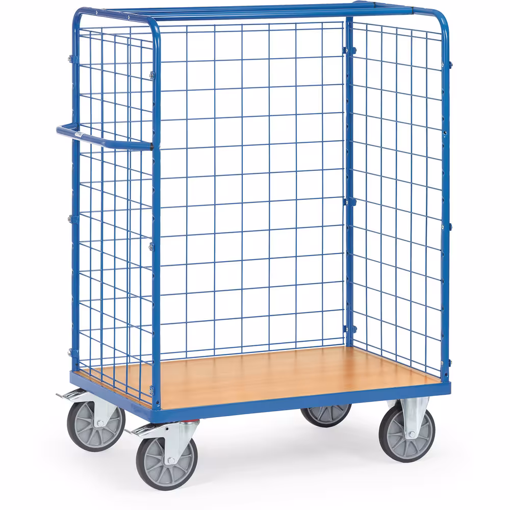 Paketwagen niedrig Baukasten-System, Stahlrohr und Profilstahl geschweißt, pulverbeschichtet blau RAL 5007 von der Marke Fetra aus der Kategorie Etagenwagen