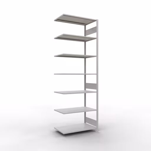 Anbauregal, Fachbodenregal Stecksystem MULTIplus150, 3000 x 1000 x 600 mm (HxBxT), 7 Fachböden, Längenriegel, RAL 7035 lichtgrau aus der Kategorie Anbauregal mit der Artikelnummer 32667-LR