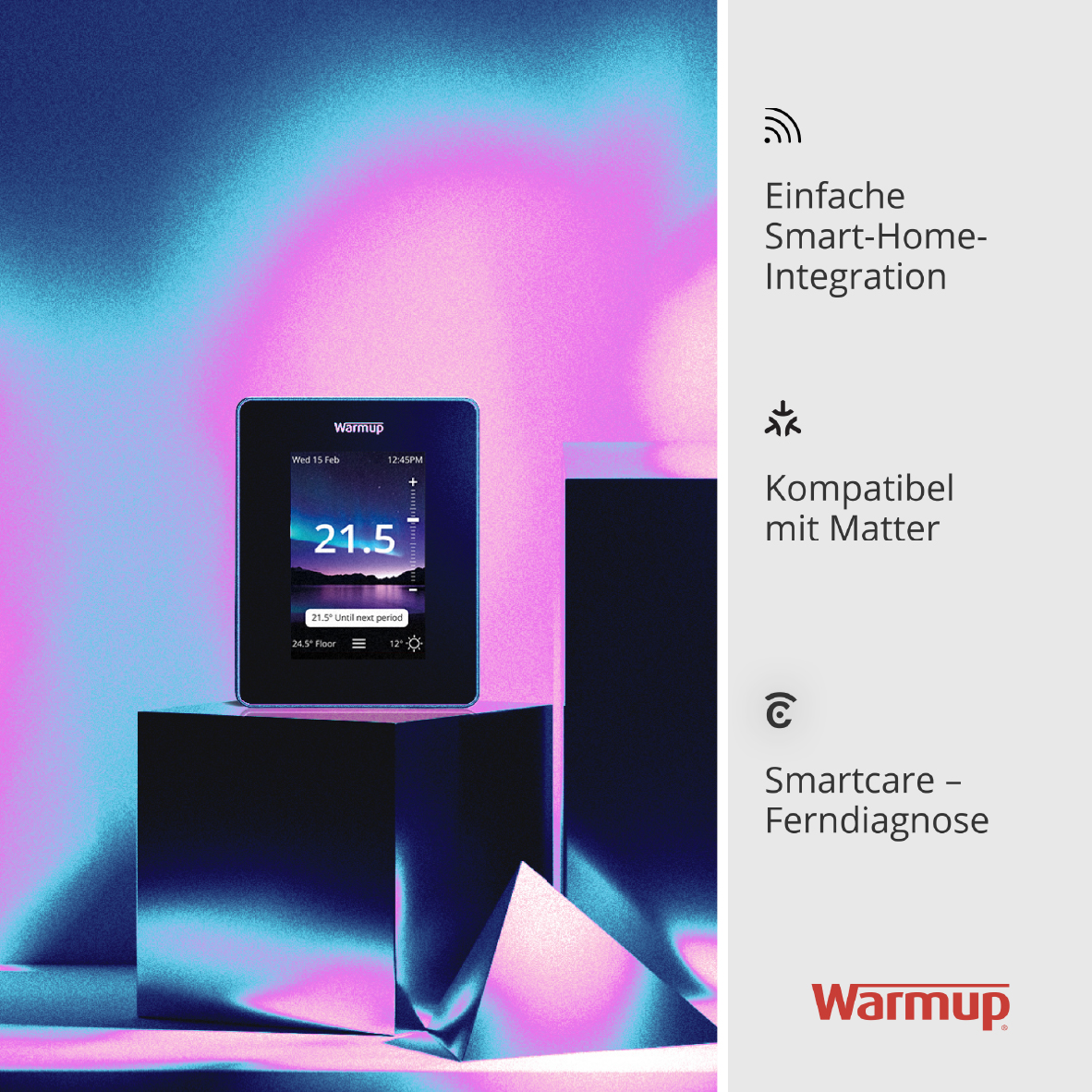 Ohne Text 3820033 Warmup 7iE Smartes Matter Kompatibles WIFI Thermostat schwarz
