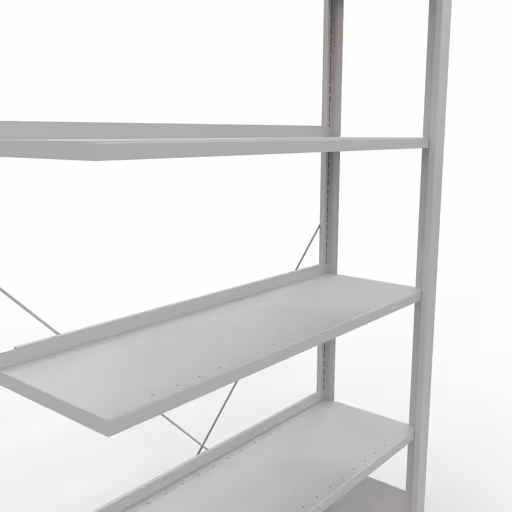 Abbildung Nr 17 des Artikels Anbauregal, Büro-Fachbodenregal Stecksystem MULTIplus85, 2000 x 1000 x 300 mm (HxBxT), 6 Fachböden, Kreuzstrebe, mit Anschlagleiste, lichtgrau aus der Produktgruppe Büroregale von der Marke Schulte Lagertechnik