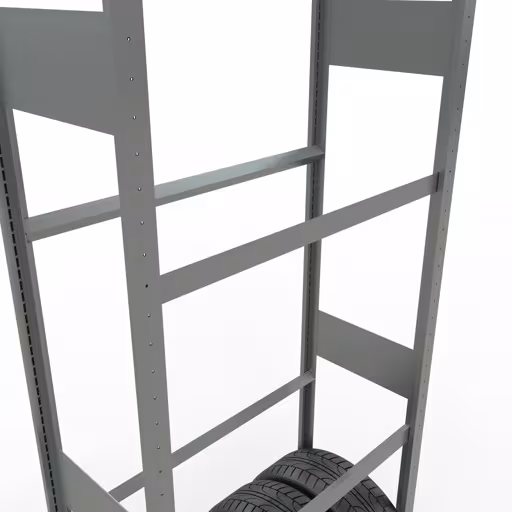 Zusatzbild des Artikels Grundregal, Räder-/Reifenregal, 4500 x 900 x 400 mm, verzinkt, 6 Lagerebenen á 150 kg Fachlast pro Ebene aus Autoteilelagerung