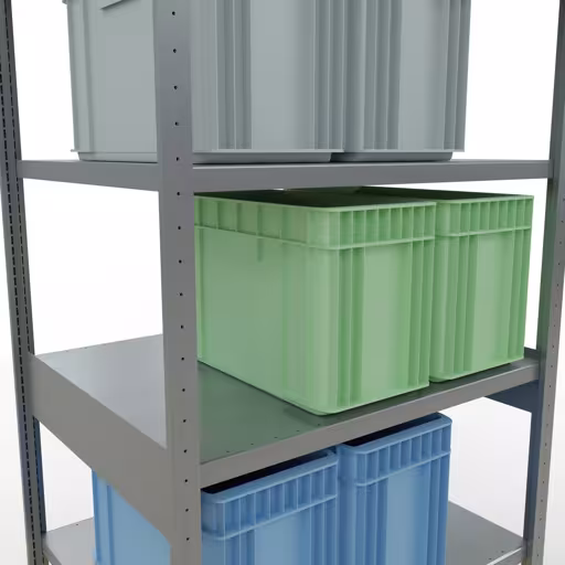 Abbildung Nr 9 des Artikels Grundregal, Fachbodenregal Stecksystem MULTIplus330, 2500 x 1000 x 800 mm (HxBxT), 6 Fachböden, Längenriegel, verzinkt aus der Produktgruppe Stecksystem von der Marke Schulte Lagertechnik