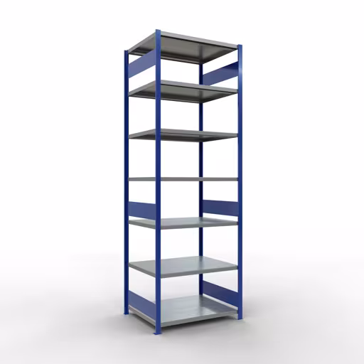 Grundregal, Fachbodenregal Stecksystem MULTIplus330, 3000 x 1000 x 800 mm (HxBxT), 7 Fachböden, Längenriegel, RAL 5010 enzianblau/verzinkt aus der Kategorie Grundregal mit der Artikelnummer 13982-LR-B