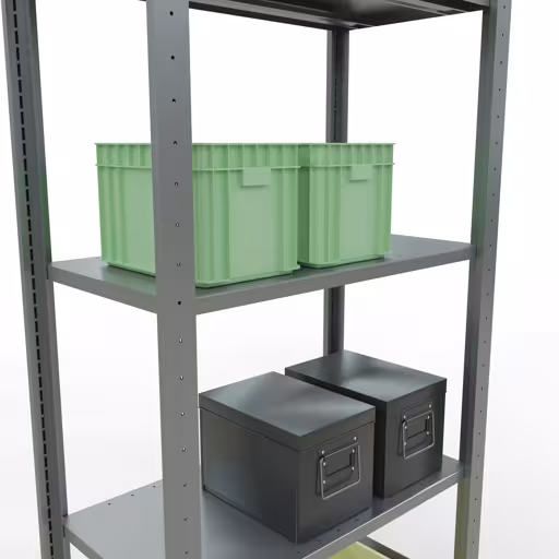 Produktbild Nr.13 des Artikels Grundregal, Fachbodenregal Stecksystem MULTIplus150, 2000 x 750 x 400 mm (HxBxT), 5 Fachböden, Längenriegel, verzinkt aus der Produktreihe Stecksystem von der Marke Schulte Lagertechnik
