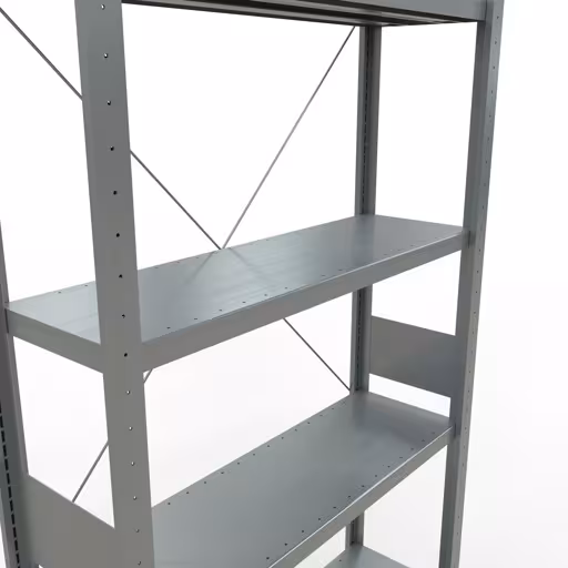 Abbildung Nr 12 des Artikels Grundregal, Fachbodenregal Stecksystem MULTIplus330, 3000 x 1000 x 300 mm (HxBxT), 7 Fachböden, Kreuzstrebe, verzinkt aus der Produktgruppe Stecksystem von der Marke Schulte Lagertechnik