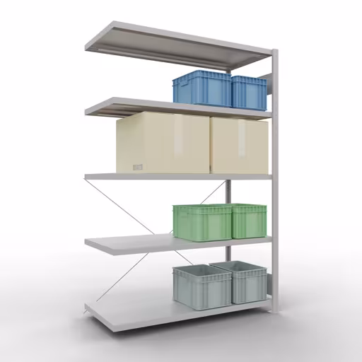 Produktbild Nr 14 des Artikels Stecksystem Anbauregal 2000x1300x600 mm, Typ 250 kg, lichtgrau Abbildung Nr 14 des Artikels Stecksystem Anbauregal 2000x1300x600 mm, Typ 250 kg, lichtgrau aus der Produktgruppe Stecksystem von der Marke Schulte Lagertechnik