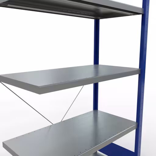 Produktbild Nr 14 des Artikels Anbauregal, Fachbodenregal Stecksystem MULTIplus330, 2000 x 1000 x 500 mm (HxBxT), 5 Fachböden, Kreuzstrebe, RAL 5010 enzianblau/verzinkt Abbildung Nr 14 des Artikels Anbauregal, Fachbodenregal Stecksystem MULTIplus330, 2000 x 1000 x 500 mm (HxBxT), 5 Fachböden, Kreuzstrebe, RAL 5010 enzianblau/verzinkt aus der Produktgruppe Stecksystem von der Marke Schulte Lagertechnik
