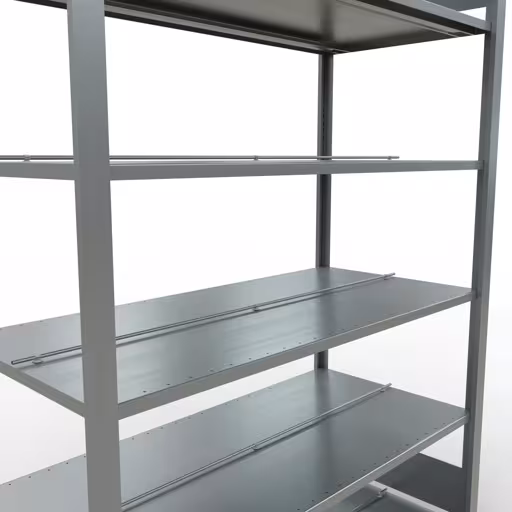 Grundregal, Büro-Fachbodenregal Stecksystem MULTIplus150, 2000 x 1300 x 600 mm (HxBxT), 6 Fachböden, Längenriegel, verzinkt, mit Mittelanschlag von Schulte Lagertechnik aus der Kategorie Büroregale