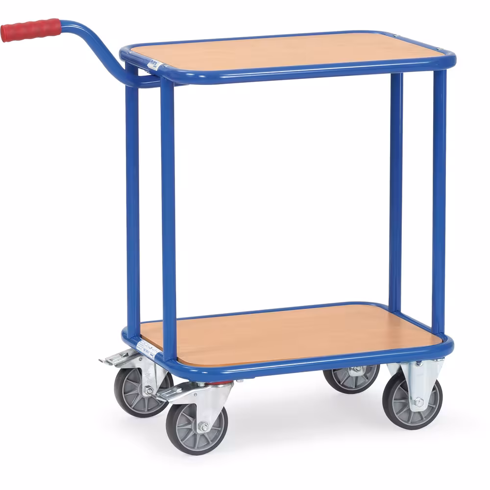 Griffroller 1164 - Holzboden pulverbeschichtet brillantblau RAL 5007mit Holzplattformen von der Marke Fetra aus der Produktreihe Transportsysteme